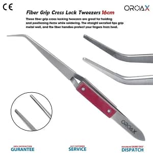 Fiber Grip Cross Lock Tweezer 16cm
