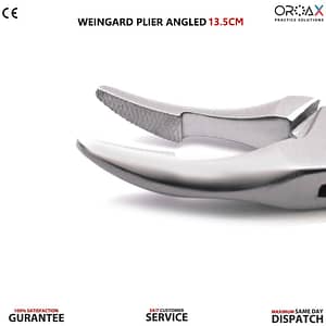 Weingart Plier 13.5cm Arch Wire Bending Placement Ortho Pliers Pince Weingart de 13,5 cm pour le pliage et la mise en place des arcs orthodontiques Weingart-Zange 13,5 cm für das Biegen und Platzieren von Bogendraht in der Kieferorthopädie. Pinza Weingart da 13,5 cm per la piegatura e il posizionamento degli archi ortodontici. Alicate Weingart de 13,5 cm para dobrar e posicionar arcos ortodônticos. Alicate Weingart de 13,5 cm para doblar y colocar alambres de arco en ortodoncia.