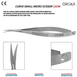 Micro Noyes Scissor Small Curved Spring Action Surgical Instruments
