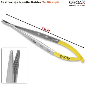 TC Castroviejo needle holder Straight fine tip 14cm