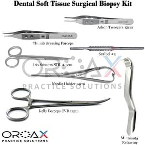 Dental Biopsy Kit : Thumb Dressing Tweezer, Scalpel, Kelly Forceps