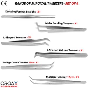 Surgical Tweezers Set: L-Shape, College Cotton, Dressing & Mariam Tools