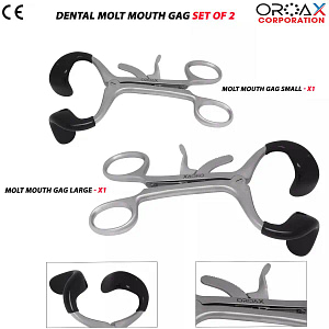 2pcs Molt Mouth Gag 3.5" & 5.5" Black Stainless Steel
