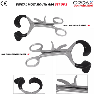 2pcs Molt Mouth Gag 3.5" & 5.5" Black Stainless Steel
