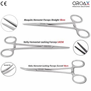 Hemostat Mosquito Kelly Forceps Set of 3