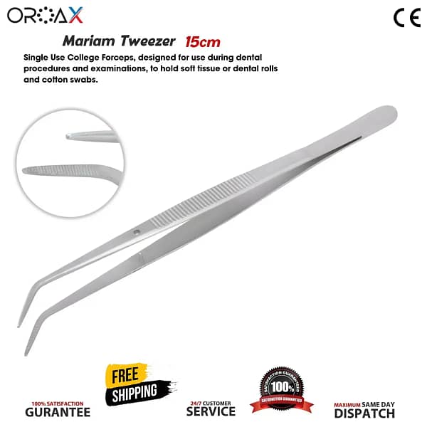 Dental Mariam Tweezer 15cm Teeth Bracket Positioning Thumb Dressing Forceps