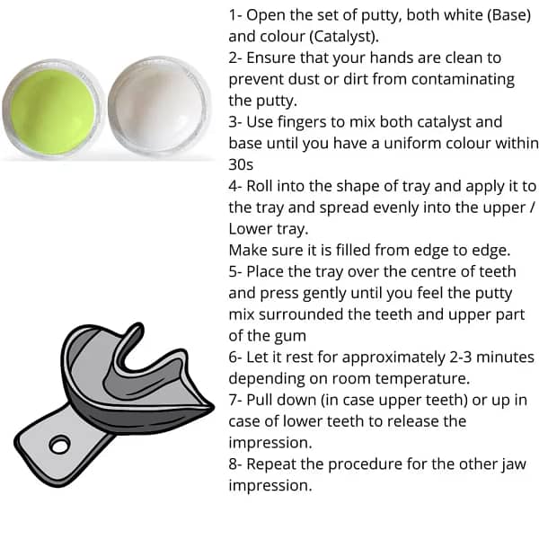 Dental Impression 2 Sets x 4 pc Green/White putty set