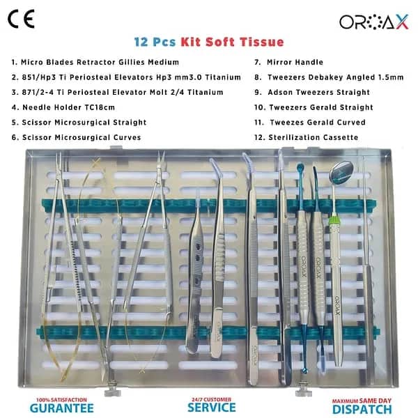 12pcs Soft Tissue Kit Dental Instruments