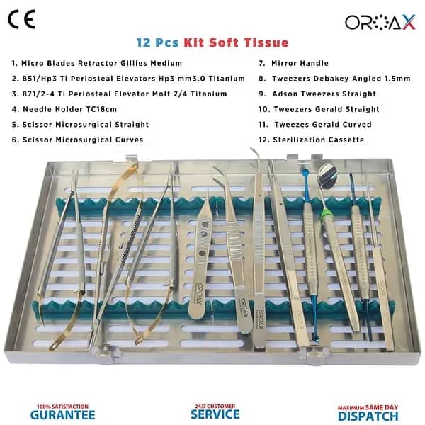 12pcs Soft Tissue Kit Dental Instruments