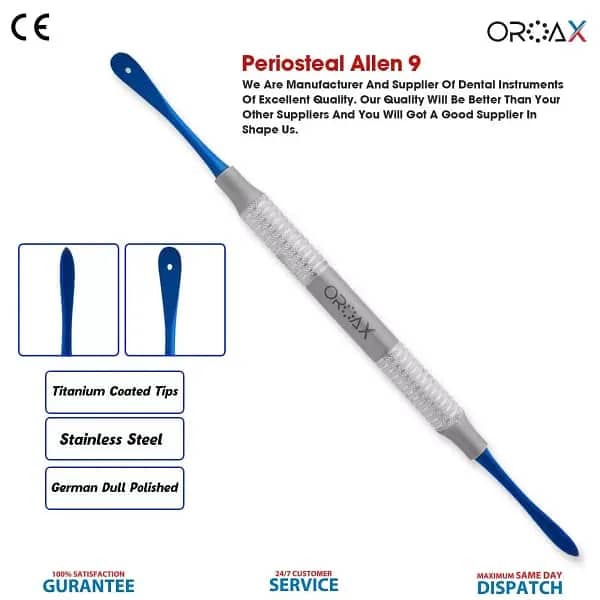 Dental Periosteal Molt 9 Elevator Blue Titanium Coted