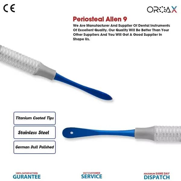 Dental Periosteal Molt 9 Elevator Blue Titanium Coted