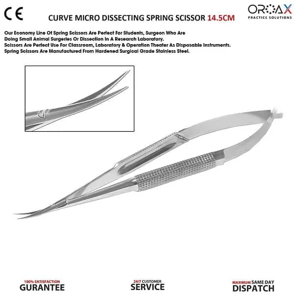 Micro Dissecting Spring Scissor Curved 14.5cm