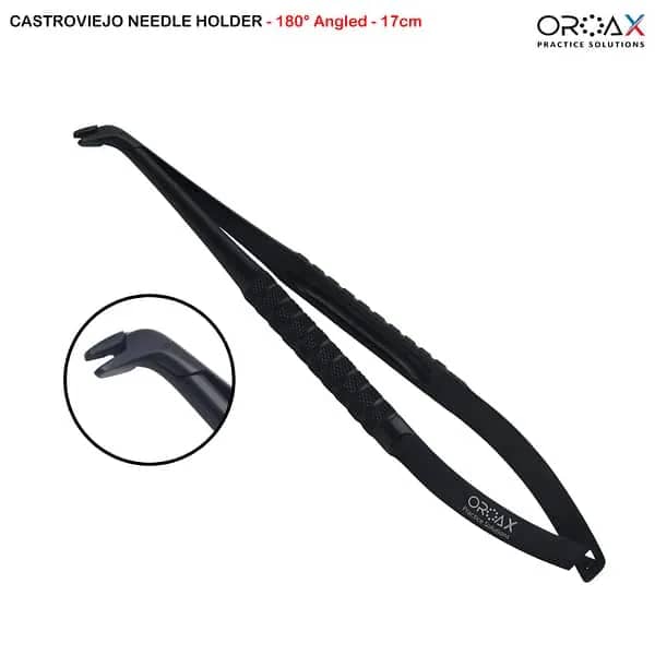 Portaagujas Castroviejo Needle Holder - 180° Angled - 17cm