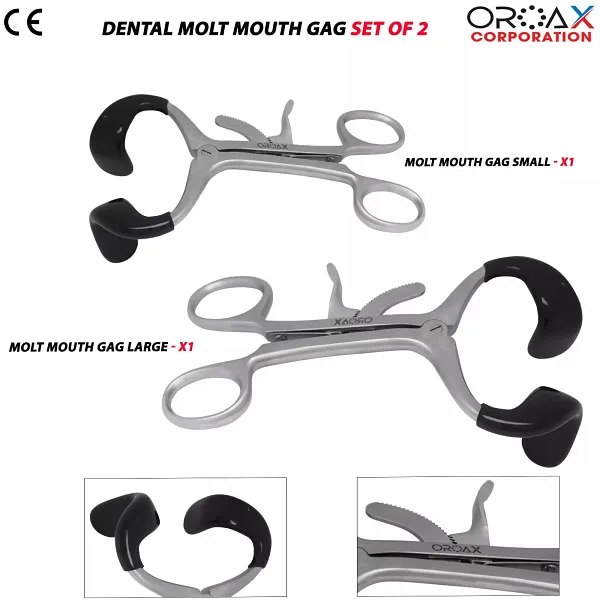 2pcs Molt Mouth Gag 3.5" & 5.5" Black Stainless Steel