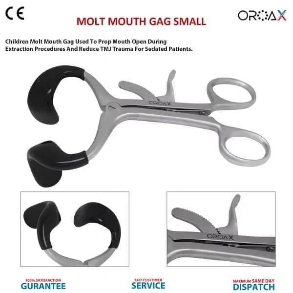 2pcs Molt Mouth Gag 3.5" & 5.5" Black Stainless Steel